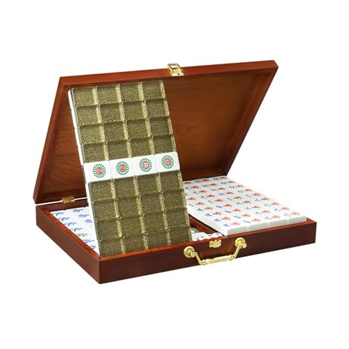 STEPHM Chinesisches Mahjong-Spiel, 144 Acrylsteine, Mah Jongg, komplettes chinesisches Majiang-Set mit 3 Würfeln, 2 Ersatzsteinen und Box, Reisebrettspiel for Partys im Freien(3.8cm/1.49'') von STEPHM