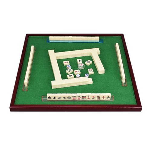 STEPHM Chinesisches Mini-Mahjong-Set mit Mahjong-Tisch, 144 Melamin-Kacheln, tragbares Mah-Jongg-Reisebrettspiel for Partys im Freien, Schlafsäle(Ivory) von STEPHM