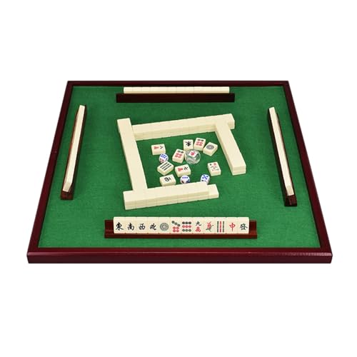 STEPHM Chinesisches Mini-Mahjong-Set mit Mahjong-Tisch, 144 Melamin-Kacheln, tragbares Mah-Jongg-Reisebrettspiel for Partys im Freien, Schlafsäle(Ivory) von STEPHM