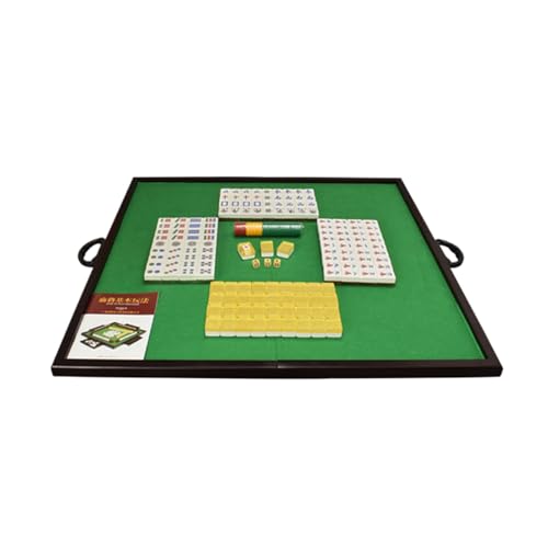 STEPHM Mahjong-Set mit klappbarem Tisch, 144 Acrylsteinen, chinesisches Mah Jongg, komplettes Majiang-Set mit 3 Würfeln, 2 Ersatzsteinen und Etui, Reisebrettspiel(Aluminum Box) von STEPHM