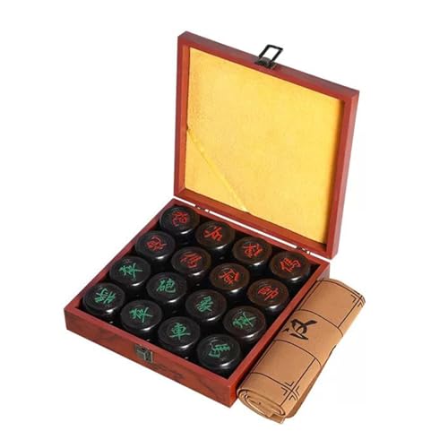 Strategie-Brettspiele, Chinesisches Schachspiel aus Sandelholz for 2 Spieler, Xiangqi-Puzzlespiele, Reisespiele mit Geschenkbox und Lederschachbrett(Size:4.8cm/1.9in) von STEPHM