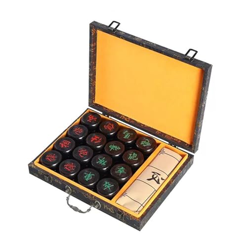 Strategie-Brettspiele, Chinesisches Schachspiel aus Sandelholz for 2 Spieler, Xiangqi-Puzzlespiele, Reisespiele mit Geschenkbox und Lederschachbrett(Size:5.8cm/2.3in) von STEPHM