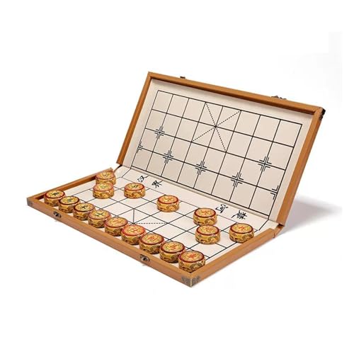 Strategie-Brettspiele Phoebe Chinesisches Schachspiel Xiangqi for 2 Spieler Puzzlespiele Reisespiele mit Klappbrett(5.8cm/2.3in) von STEPHM