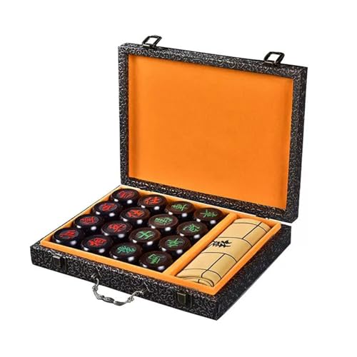 Strategie-Brettspiele for 2 Spieler, Chinesisches Schachspiel, Palisander, Xiangqi, Puzzlespiele, Reisespiele Mit Geschenkbox Und Lederschachbrett(Size:4.8cm/1.9in) von STEPHM