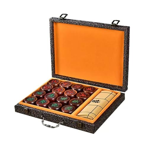 Strategie-Brettspiele for 2 Spieler, chinesisches Schachspiel, Palisander, Xiangqi, Puzzlespiele, Reisespiele mit Geschenkbox und Lederschachbrett(Size:5.8cm/2.3in) von STEPHM