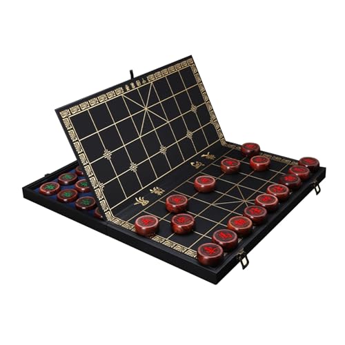 Strategie-Brettspiele for 2 Spieler, chinesisches Schachspiel-Set, Palisander, tragbares Xiangqi mit Klappbrett, Tisch-Lernspiel(4.8cm/1.9in) von STEPHM