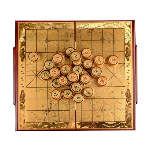 Strategie-Brettspiele for 2 Spieler, chinesisches Schachspiel mit faltbarem Brett und Phobe-Stücken, klassisches Xiangqi-Reisespiele-Set(6cm/2.4in) von STEPHM