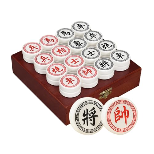 Xiangqi Chinesisches Schachspiel aus Acryl mit Schachbrett aus Leder, Puzzlespiele, Reisebrettspiele, Strategiespiele for 2 Spieler(White) von STEPHM