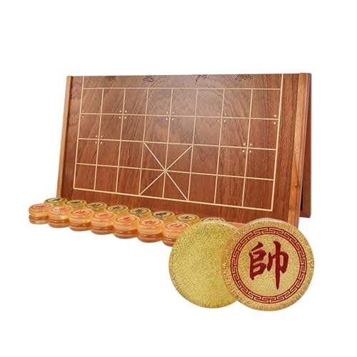 Xiangqi Chinesisches Schachspiel aus Acryl mit faltbarem Schachbrett aus Holz, Puzzlespiele, Reisebrettspiele, Strategiespiele for 2 Spieler(Gold) von STEPHM
