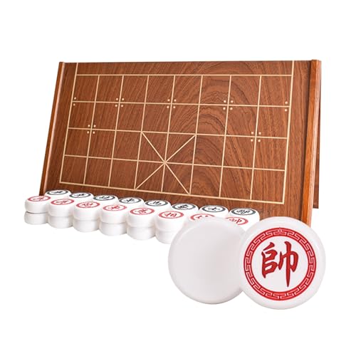 Xiangqi Chinesisches Schachspiel aus Acryl mit faltbarem Schachbrett aus Holz, Puzzlespiele, Reisebrettspiele, Strategiespiele for 2 Spieler(White) von STEPHM