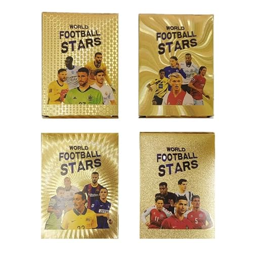 Fußball Star Karte, 55pcs Goldfolien Karten Fußballkarten 2 Stücke Fußball Schlüsselanhänger, Fussball Sammelkarten Packs and Sets FußBallkarten Saison Geeignet für Geburtstagskollektion von STETHI