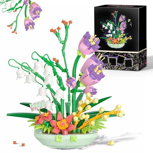 STETHI Mini Blumen Bausteine, Mikro Baustein Topfpflanzen-Spielzeugset, 632 pcs DIY Botanik Kollektion Deko Kunstpflanzen Set, Topfpflanzen, Bausteinspielzeuge zusammengesetzte von STETHI