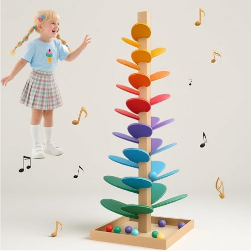 STFALI Kugelbahn Holz Höhe 71 cm, Murmelbahn Holz, Regenbogen Holzspielzeug mit 10 Regenbogenbälle, für Kinder, Im Klassenzimmer Oder In Der Schule Zu Hause STFALI Kugelbahn Holz Höhe 71 cm, Murmelbahn Holz, Regenbogen Holzspielzeug mit 10 Regenbogenbälle, für Kinder, Im Klassenzimmer Oder In Der Schule Zu Hause von STFALI