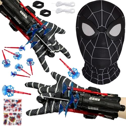 STFYUG 2 Stück Launcher Handschuh, Spiderm Launcher Handschuh, Spiderm Hero Handschuhe, Super Spider Launcher mit Maske und Aufkleber Cosplay Spiderman Handschuhe Spiderman Launcher Spielzeug (A) von STFYUG