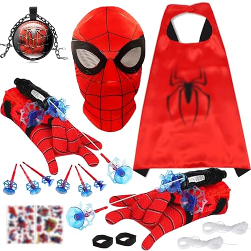 STFYUG 2 Stück Launcher Handschuh, Spiderm Launcher Handschuh, Spiderm Hero Handschuhe, Super Spider Launcher mit Maske und Aufkleber Cosplay Spiderman Handschuhe Spiderman Launcher Spielzeug (B) von STFYUG