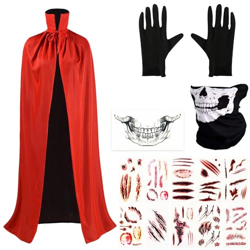 STFYUG Halloween Vampir Umhang Stehkragen Schwarz Rot Doppelseitiger Umhang, Halloween Kostüm Herren Vampir Umhang, Halloween Teufel Kostüm, für Karneval Halloween Erwachsene Cosplay(B) von STFYUG