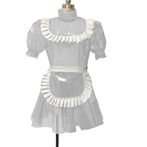 Herrenkleid, abschließbar, transparenter Kunststoff, Dienstmädchen-Kostüm, Kleider, transparentes PVC, transparent, hergestellt in Kostümen von STHEFF