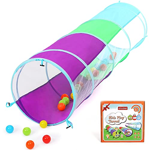 STLOVe® Spieltunnel Kind, Popup Tunnel Kinder, Kriechtunnel, Krabbeltunnel für Kinder, Krabbeltunnel Baby, Kinder Tunnel, Kinder Höhle, Kinderzelt Spielzeug, XL180*46CM, Draußen/Drinnen-ohne Bälle von STLOVe