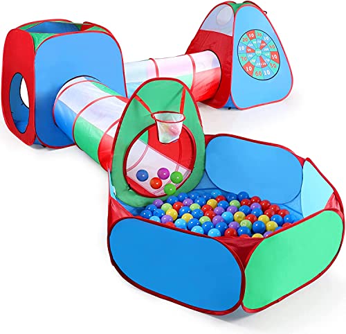 STLOVe® Spielzelt Kinderzelt Angepasst Babyzelt mit krabbeltunnel(Ohne Bälle) 5 in 1Bällebad Pop-Up Spielhaus Tunnel mit Zelt Tasche, Verdickter Stoff + Fettgedruckter, Zuhause & im Garten von STLOVe