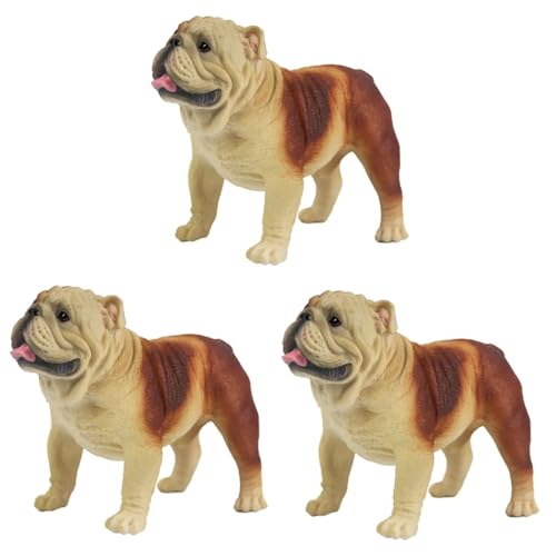 STOBAZA 3St Hundeschmuck Hundemodelle für Kinder Bulldogge-Statue Spielzeug Hunde für Kinder spielzeughund für Kinder dekoratives Hundemodell Figuren für Kleinkinder Plastik Brown von STOBAZA