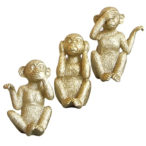 STOBAZA 3St kuscheltiere wohnzimmerdeko wischtelgeschenk Ornament-Set geschke meditierende Affenstatue Mini-Giraffenfiguren DREI Mini- Tierfiguren aus Harz Tierfigur aus Harz Golden von STOBAZA