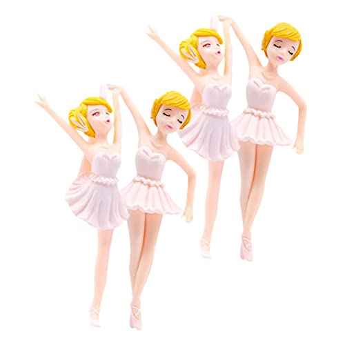 STOBAZA 4 Stück Ballerina-Mädchen Fischglasdekorationen Gastgeschenke für Mädchen Geburtstagstorte Topper Ballettmädchen-Skulptur Figur einer Balletttänzerin Mädchen Miniatur PVC Weiß von STOBAZA