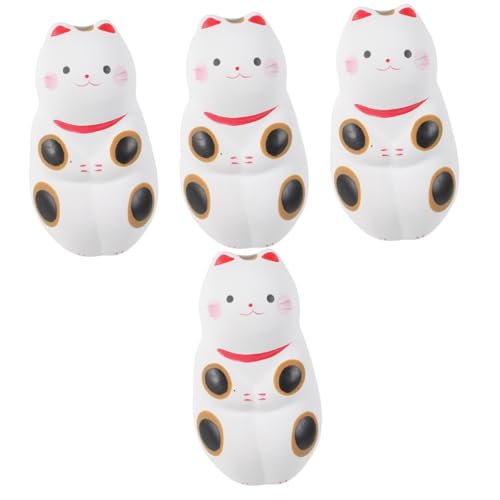 STOBAZA 4 Stück Glückstier Ornamente Heimdekoration Autos Spielzeug Kawaii Katzenstatue Maneki Japan Figur Japanische Deko Für Zuhause Sitzende Katzenfigur Miniatur von STOBAZA