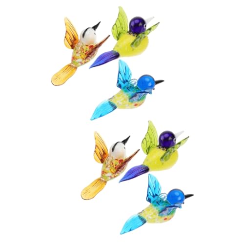 STOBAZA 6 Stück Buntglas Kolibri Mini Frühlingsornamente Vogel Miniaturfiguren Vogelfigur Dekor Für Garten Statue Vögel Papageien Dekor Vogel Ornament Dekorative Wohnaccessoires von STOBAZA