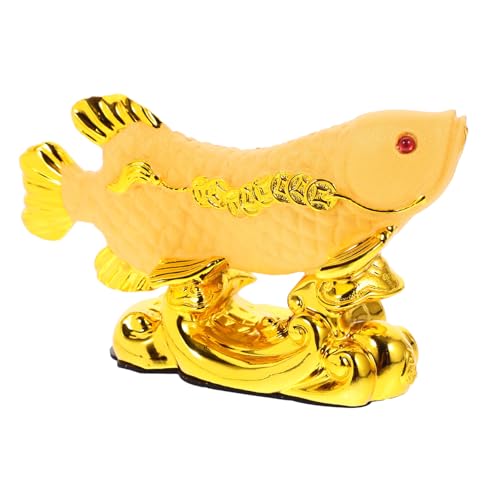 STOBAZA Arowana-Ornamente Türdekoration Fischauto-Statue Figuren für draußen Glücksfisch-Statue Spielzeug für Kinder hühner Spielzeug Auto armaturenbrett Fisch Auto-Ornament Harz Golden von STOBAZA