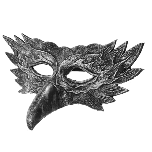 STOBAZA Flügelmaske Halloween-3D-Tiermaske Cosplay-Maske Halloween-Party Vogelmaske mit langer Nase Cosplay-Tiermaske Maskenball Maskenliebhaber Maskerade maskiert Männer Halbmaske Pu Grey von STOBAZA