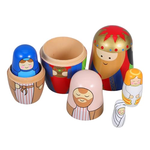 STOBAZA Handgefertigte Russische Nistpuppen aus Natürlichem Holz Traditionell Geschnitzt und Bemalt Dekoratives und Sicheres Holzspielzeug und Wohnraumdekoration STOBAZA Handgefertigte Russische Nistpuppen aus Natürlichem Holz Traditionell Geschnitzt und Bemalt Dekoratives und Sicheres Holzspielzeug und Wohnraumdekoration von STOBAZA