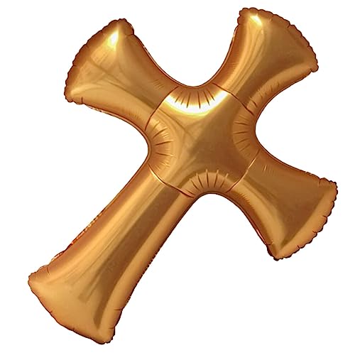 STOBAZA Jumbo Gold Kreuz Ballon Kreuz Form Ballon Taufe Ballons Aufblasbare Jesus Kreuz Religiöse Ballons Gedenkballons Kommunion Taufe Ballon von STOBAZA