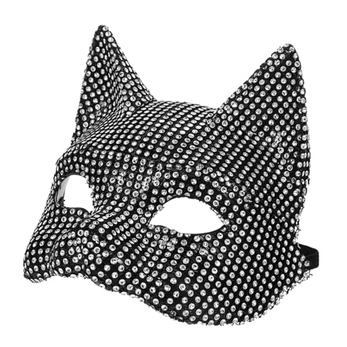 STOBAZA Katzendamenmaske Junggesellenabschiedsmasken Katzen-Maskerade-Maske funkeln Glitzer Masken Halloween-Masken Cosplay-Maske Maskenball Maskenstütze Maske für Frauen Plastik Silver von STOBAZA