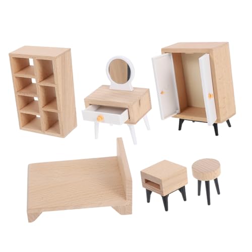 STOBAZA Miniatur Puppenhaus Möbel Teilig Schlafzimmer Zubehör aus Vollholz Weißer Kleiderschrank Doppelbett Schminktisch für Kreatives und Pädagogisches Rollenspiel STOBAZA Miniatur Puppenhaus Möbel Teilig Schlafzimmer Zubehör aus Vollholz Weißer Kleiderschrank Doppelbett Schminktisch für Kreatives und Pädagogisches Rollenspiel von STOBAZA