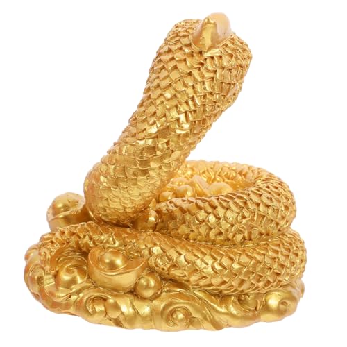 STOBAZA Schlangenbarren Ornamente Schlangenstatue Tier Sammelfigur Mythische Tierfiguren Schlangen Desktop Ornamente Mini Chinesische Schlangenstatue Goldene Schlangenfigur von STOBAZA