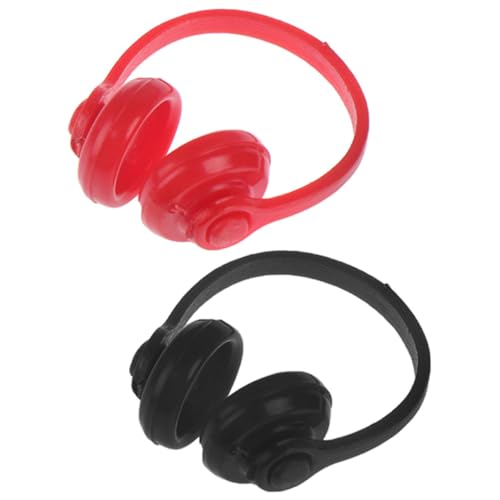 STOBOK 2 Stücke Miniatur Headset für Puppenhaus Mini Kopfhörer Puppen Pp Material Schwarz Rot Mini Prop Einzigartige von STOBOK