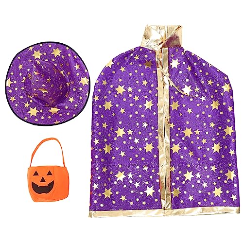 STOBOK 1 Satz Halloween-Umhang Halloween-Cosplay-Kostüme Hexen Umhang für Kinder kinderkostüme halloween kinderkostum halloween weihnachtsdeko Kinderumhang und Hut Kürbiskostüm Kap Satin von STOBOK