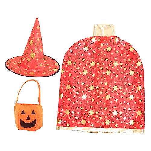 STOBOK 1 Satz Halloween-Umhang Zaubererumhang mit Hut Cosplay-Umhang für Kinder Kostüme halloween tasche halloween bag halloween deko kleider Cosplay-Mantel Kinderumhang und Hut Vlies rot von STOBOK