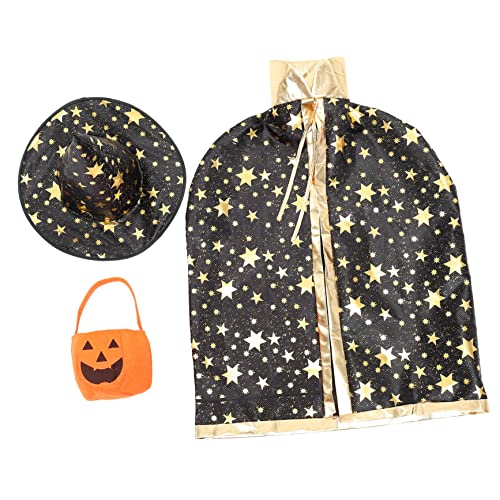 STOBOK 1 Satz Halloween-umhang Halloween-hüte Für Kinder Poncho Mit Kapuze Kapuzenumhang Anzug Für Kinder Goodie-bags Für Kinder Halloween-kapuzenmantel Kürbishut Kinderkostüm Vlies Black von STOBOK