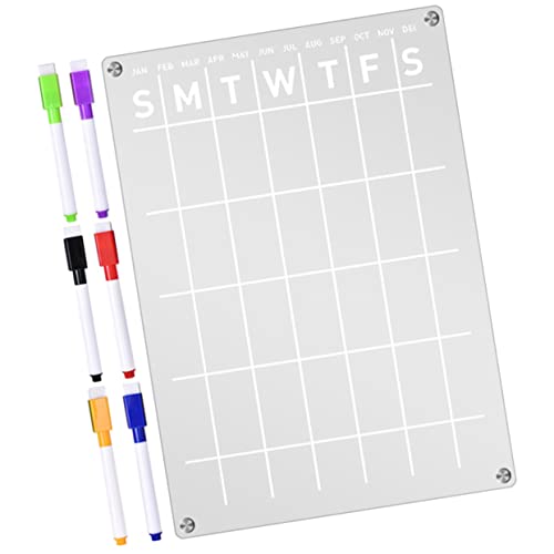 STOBOK 1 Satz Monatlicher Plan Message Board Kalender, Trocken Abwischbare Tafel Whiteboard Trocken Abwischbar Löschbarer Kühlschrankkalender Memo-erinnerung Magnettafel Transparent Acryl von STOBOK