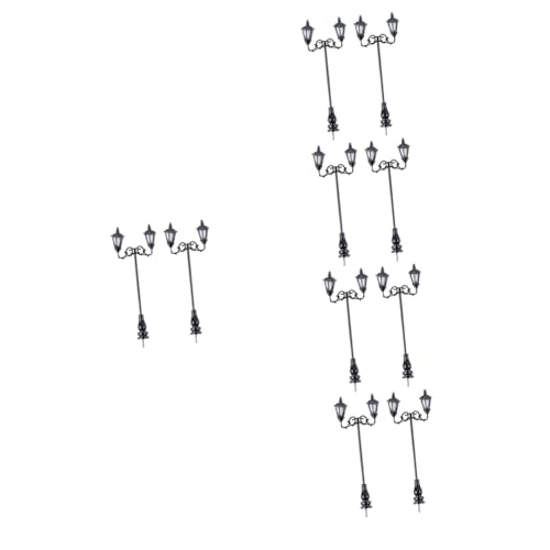 STOBOK 10 Stück Mikro Landschaftsgarten Mini Häuser Außentischlampe Modelleisenbahn Zuglampe Mini Straßenlaternen Dekorationslampe Modelle Modelleisenbahn Laternenpfahl Schwarzer von STOBOK