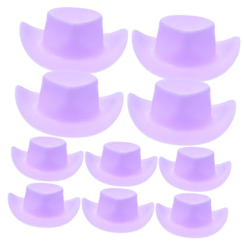 STOBOK 10st Mini-cowboyhut Puppenoberteile Hüte Hut Für Minihauspuppe Mini-Puppen-Hut Hutminiatur Hut-dekor Kuchen Hut Dekor Kleine Hütchen Zum Basteln Miniaturhut Plastik Violett von STOBOK