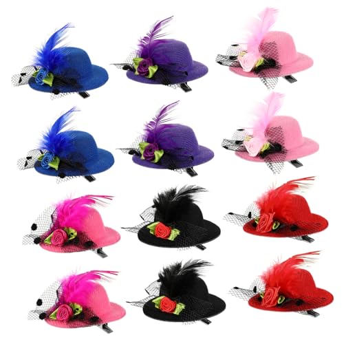 STOBOK 12st Haarspange Für Mädchen Kleiner Hutclip Hut Haarnadel Mini- Hut- Clip Mini-haarspangen Für Frauen Haarschmuck Mini-Hut Tee-Party-Hut Mädchenhaar Hüte Frauenhut Kind Die Blumen von STOBOK