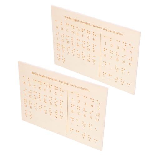 STOBOK 2 Stück Braille Lernausrüstung Alphabet Lerntafel Braille Lernwerkzeug Braille Zahlendiagramm Braille Diagramm Bücher Nummernerkennungswerkzeug Braille Display Holz Khaki von STOBOK