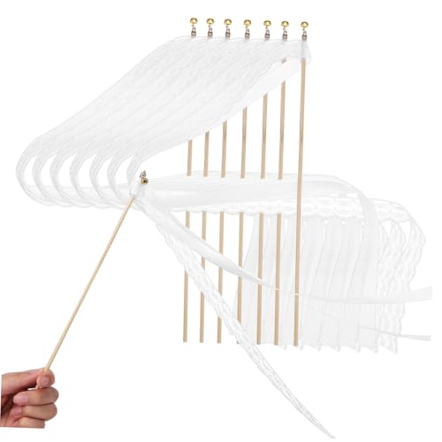 STOBOK 20 STK 1 Tanzband Zauberstab Weißes Organzaband Hängende Geburtstagsdekoration Hochzeitsband-Sticks Partygeschenke Für Hochzeitsfeier Rotes Satinband Partydekorationen Polyester von STOBOK