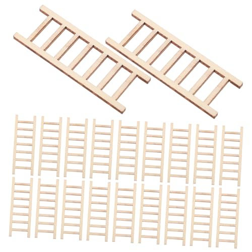 STOBOK 20St Simulation von Leiterornamenten wohnaccessoires Mini Leiter Holzladder Holzleiter Wohnzimmer Puppenhaus Zubehör kleine Holzleiter Puppenhauszubehör Gartenleiter hölzern Beige von STOBOK