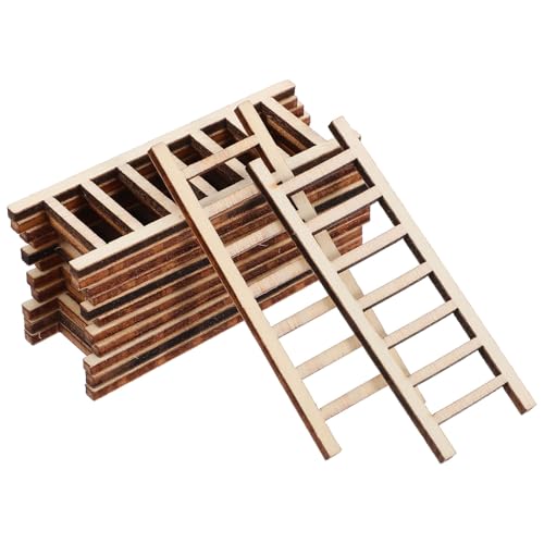 STOBOK 20st Simulation Von Leiterornamenten Winziges Feengartenleiter Winziges Zuhause Figuren Dachbodenleiter Miniaturleiter Handlauftreppe Miniaturen Puppe Beige Hölzern von STOBOK