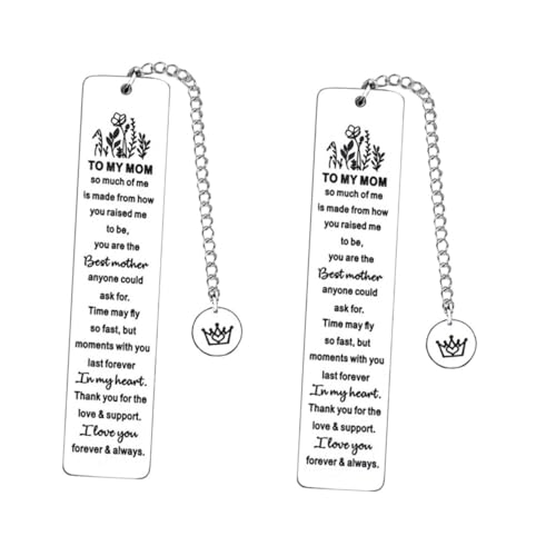 STOBOK 2St Lesezeichen aus Edelstahl wonks bookmarks Lesezeichen-Set kolodialesilber mothersday Lesezeichen für Frauen Buchmarkierungsdekor Rostfreier Stahl Silver von STOBOK