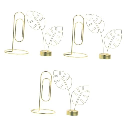 STOBOK 3 Sätze Desktop-nachrichtenordner Fotohalterständer Tischbildhalter Tischkartenhalter Hochzeitskartenhalter Fotohalterclip Platzkartenhalter Für Den Tisch Eisen Golden 2 Stück * 3 von STOBOK