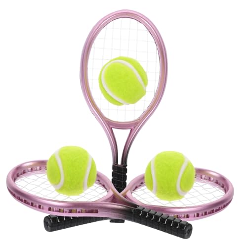 STOBOK 3er Set Mini Tennis Racket Miniature Tennis Schläger Mit Tennisball Für Lustige Mini Sport Requisiten Für Minihaus Szenen Und Fotografie von STOBOK